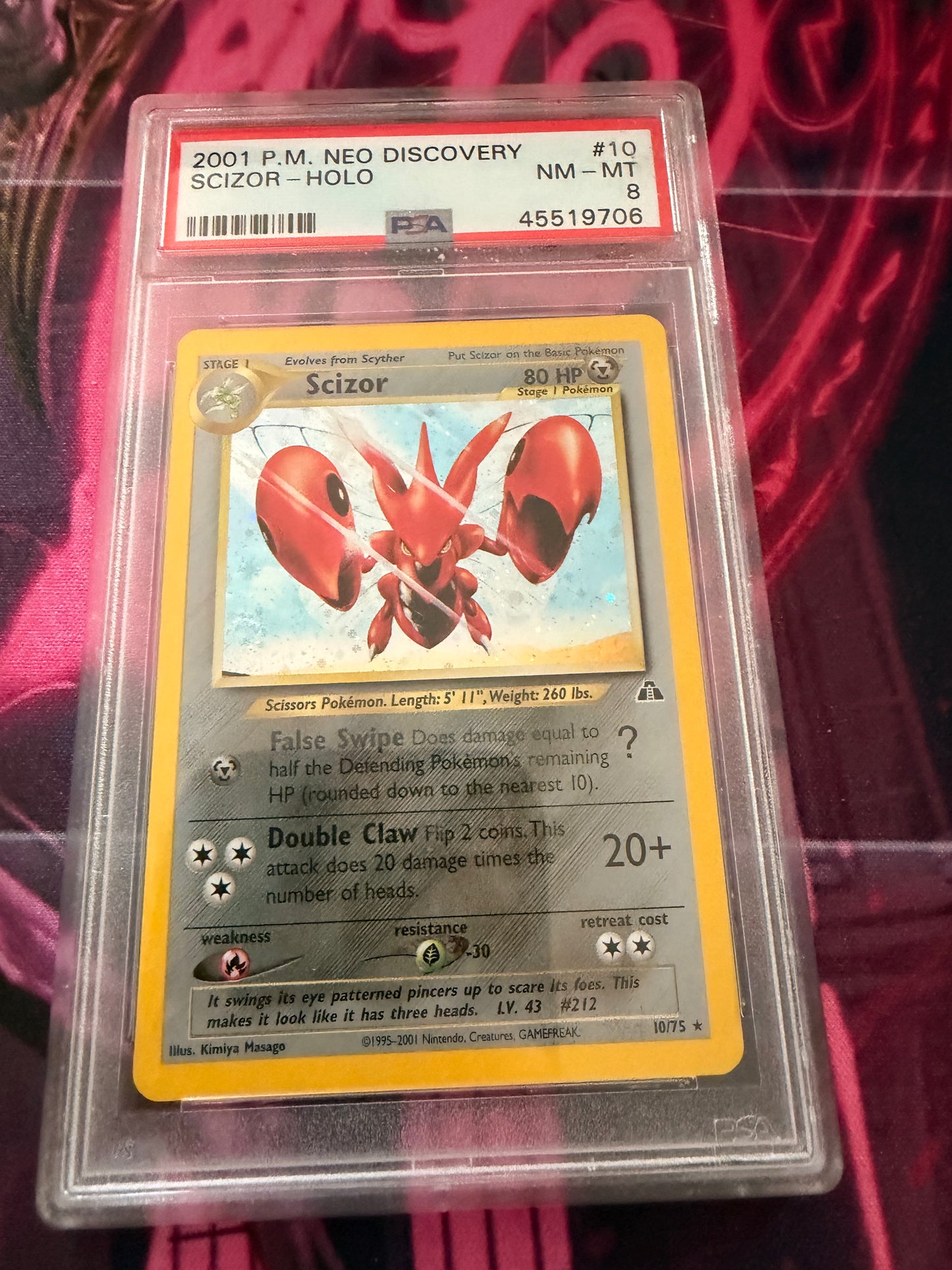 Pokemon 2001 P.M. Neo Discovery - Scizor Holo - PSA 8