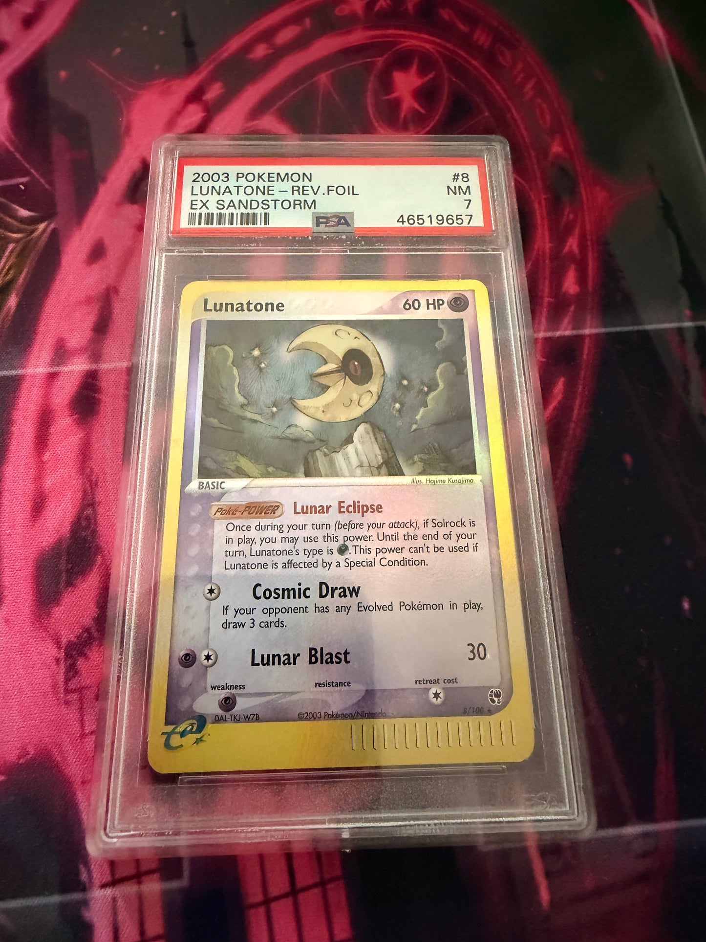Pokemon 2003 Ex Sandstorm - Lunatone Rev Foil - PSA 7