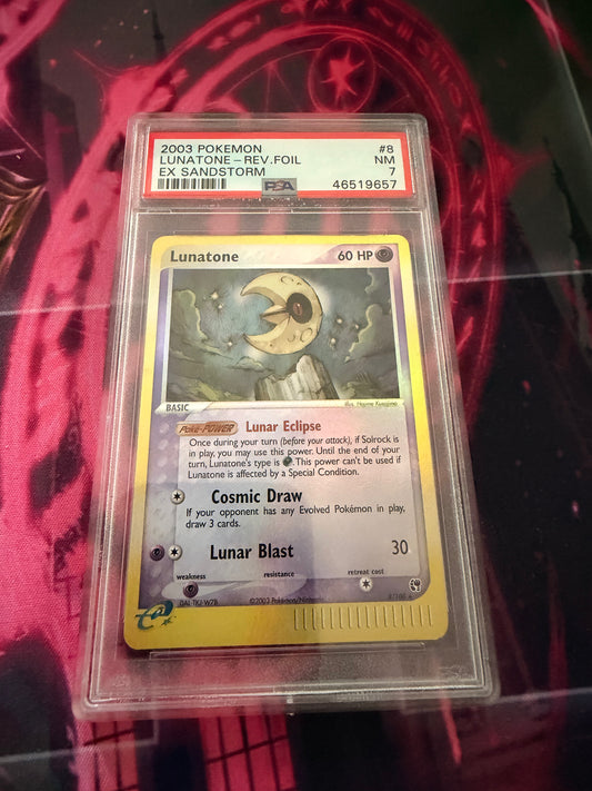 Pokemon 2003 Ex Sandstorm - Lunatone Rev Foil - PSA 7