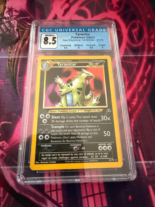 Pokemon 2001 Neo Discovery - Tyranitar Non Holo - CGC 8.5