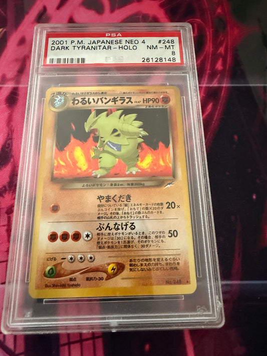 Pokemon 2001 P.M. Japanese Neo 4 - Dark Tyranitar - PSA 8